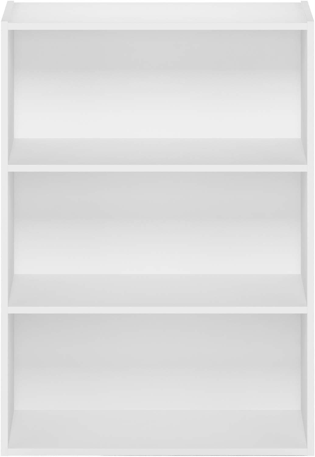 PASIR Book Shelf, 3-Tier Bookshelf, Storage Shelves Bookcase, 9.7 X 23.7 X 31.5, for Living Room, Bedroom, Home Office, Plain White