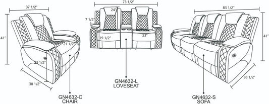 Everest Power Recliner Living Room Set with LED for Living Room, Dormitory, Guest House, Playroom, Airbnb,Apartment