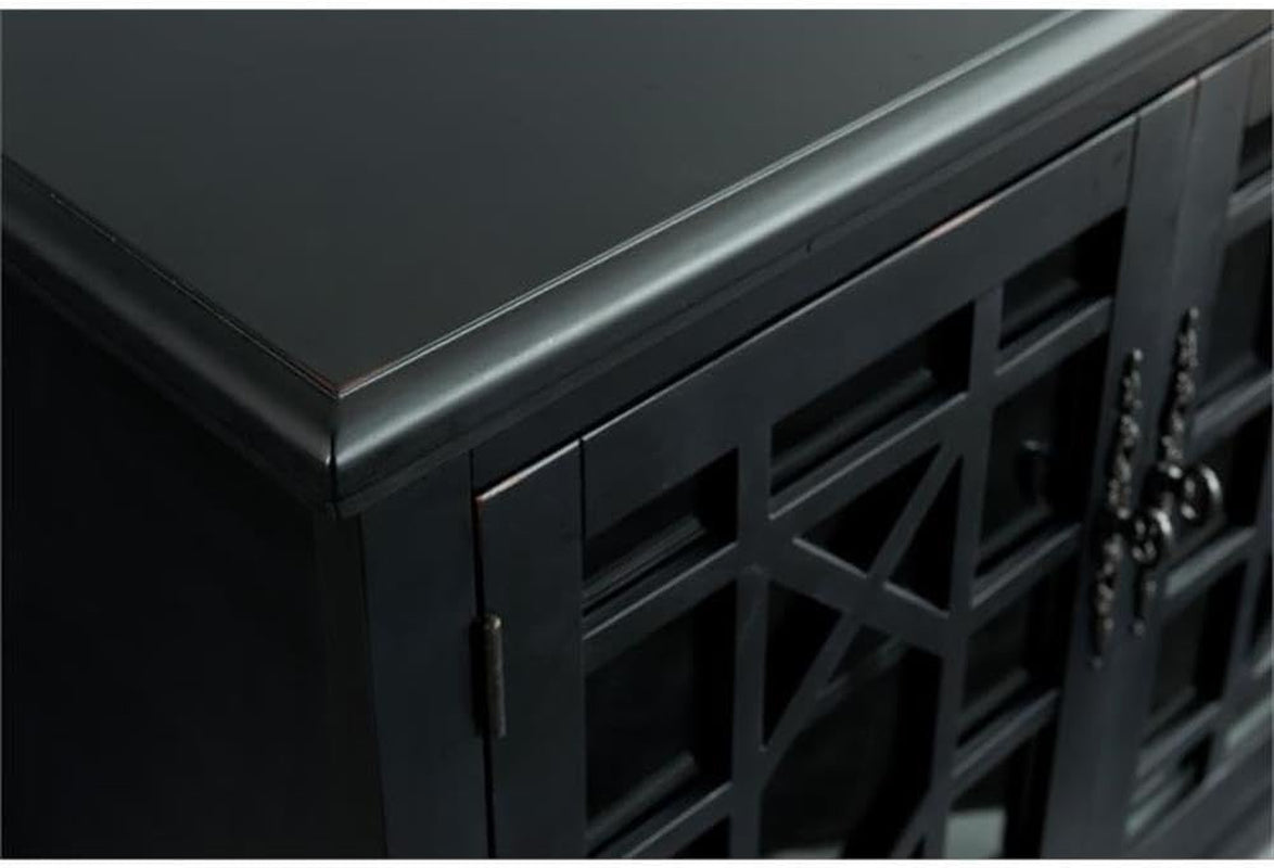 Small Spaces TV Stand 2-Door Accent Cabinet, 38" W X 32" H, Antique Black