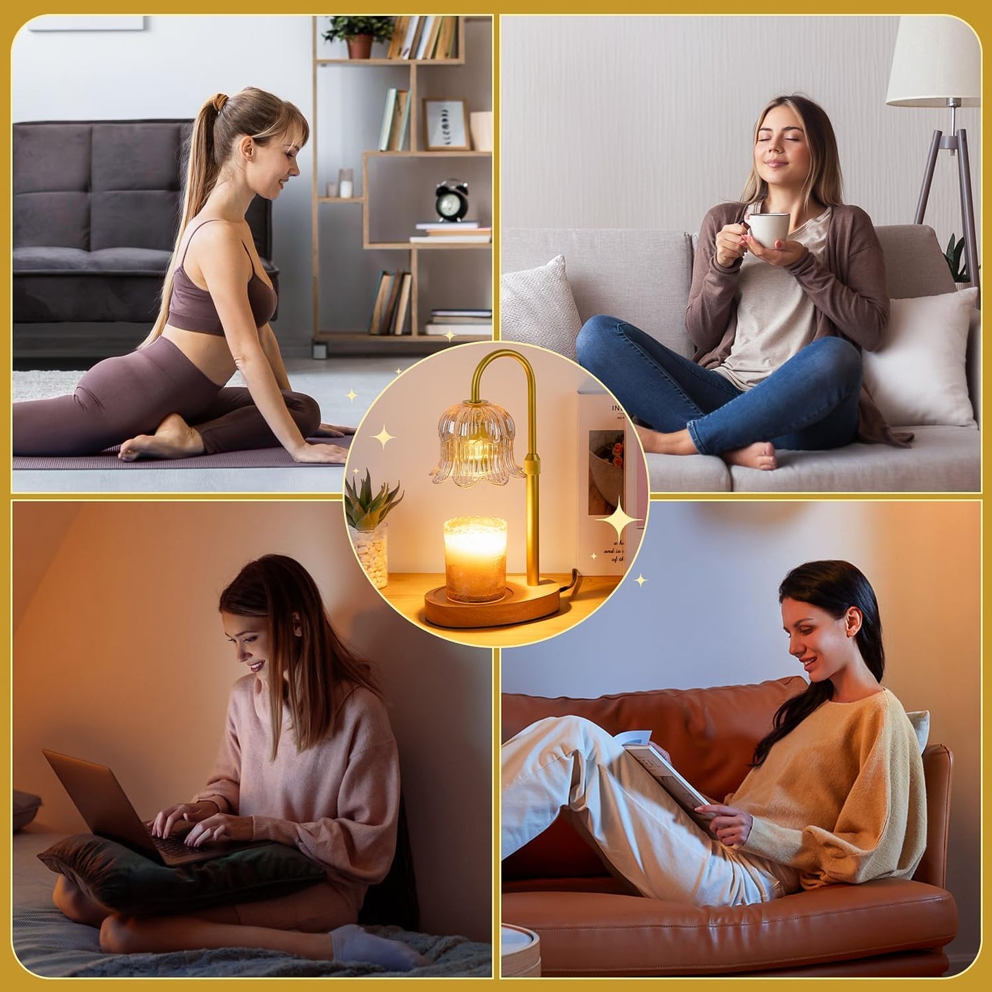 Candle Warmer Lamp Electric Timer - Candles Warming Light Height Adjustable Dimmable Warmers Flower Lamps No Flame Heat Warm Melt Wax Jar Modern Home Decor Table Lights for Home Living Bedroom