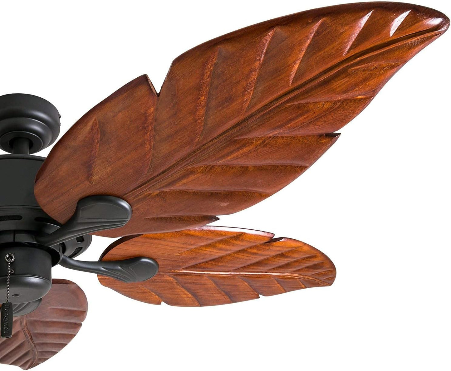 Ceiling Fans Willow View, 52 Inch Tropical Indoor Ceiling Fan with No Light, Pull Chain, Three Mounting Options, Hand Carved Wooden Leaf Blades - 50501-01 (Bronze)