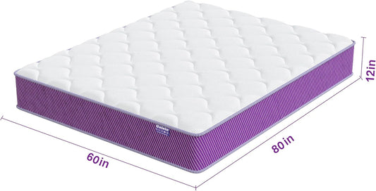 Queen Mattress 12 Inch Queen Size Mattress Memory Foam Hybrid Mattresses in a Box,Medium Firm Support with Pocket Spring,Ergonomic Design,Motion Isolation,Certipur-Us,80"X60"X12"