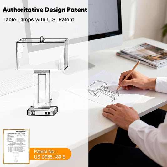 Set of 2 Touch Control Table Lamp with 2 USB Ports, 3-Way Dimmable Modern Nightstand Lamp Sets Bedside Touch Desk Lamp with Fabric Cream Shade for Bedroom Table Living Room Reading, Included Bulbs