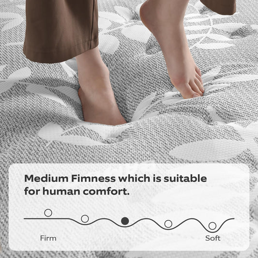 Full Mattress,12 Inch Hybrid Mattress with Gel Memory Foam, Individually Pocket Innerspring Top Mattresses,5 Coils Strong Edge Support, Used for Motion Isolation,100 Night Trial.