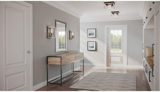 Briarwood Collection 2-Light Ceiling Light, Flush Mount Ceiling Light Fixture for Interior Kitchen Lights, Hallway, Bedroom, Living Room, 12-Inch by 6-Inch, Graphite