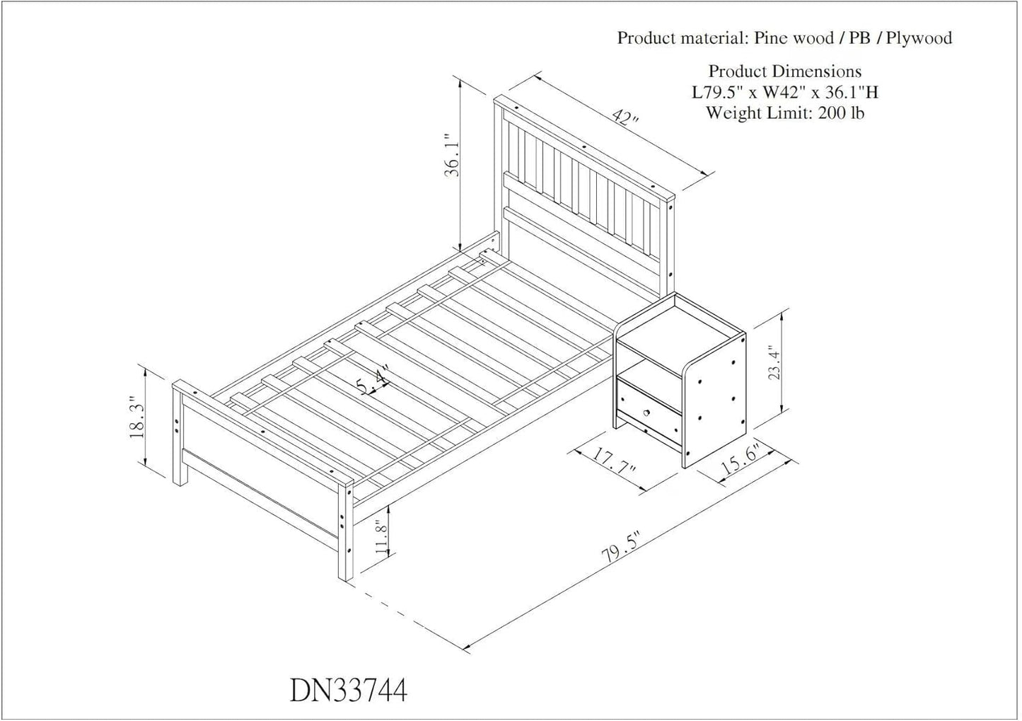 Bedroom Furniture Set with 1 Twin Beds Frame & 1 Nightstand, for Boys Girls, Kids Twin Beds Platform Bed Frame with Headboard & Footboard, Nightstand with 2 Open Shelves & Storage Drawer, White