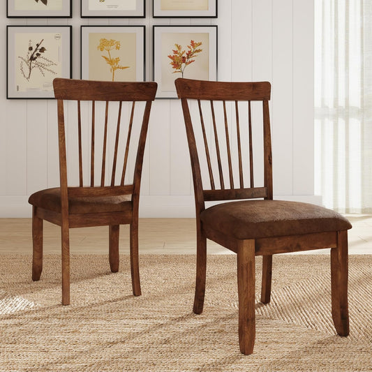 Berringer | Spindle Back 18" Dining Chairs (Set of 2) – Rustic Light Brown with Upholstered Cushioned Seat