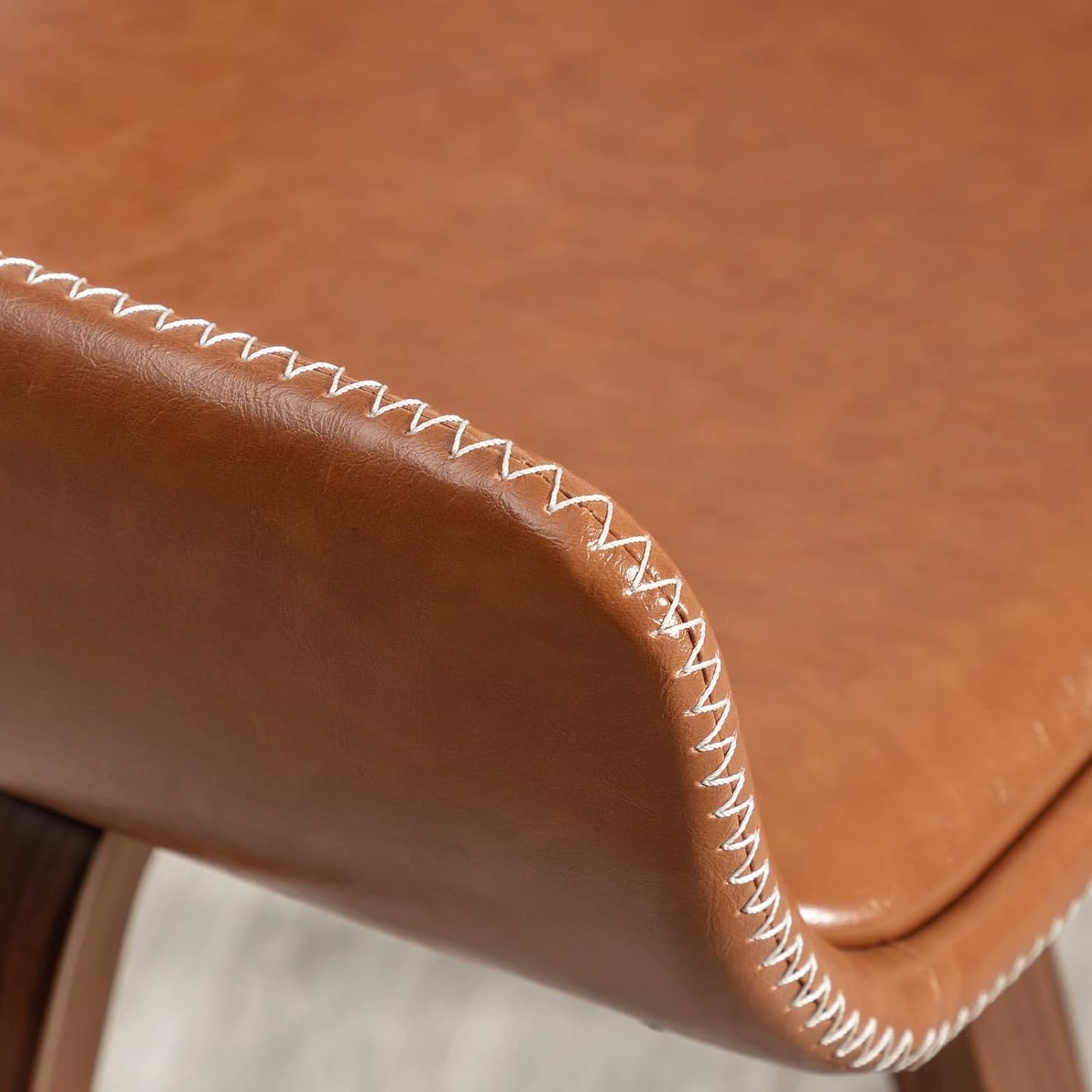 Swivel Accent Faux Leather Dining Chairs Set of 2 Mid Century Modern Chairs with Wooden Legs/Armrest/Upholstered Seat/Adjustable Foots for Kitchen Dining Room Desk Chairs(Brown)