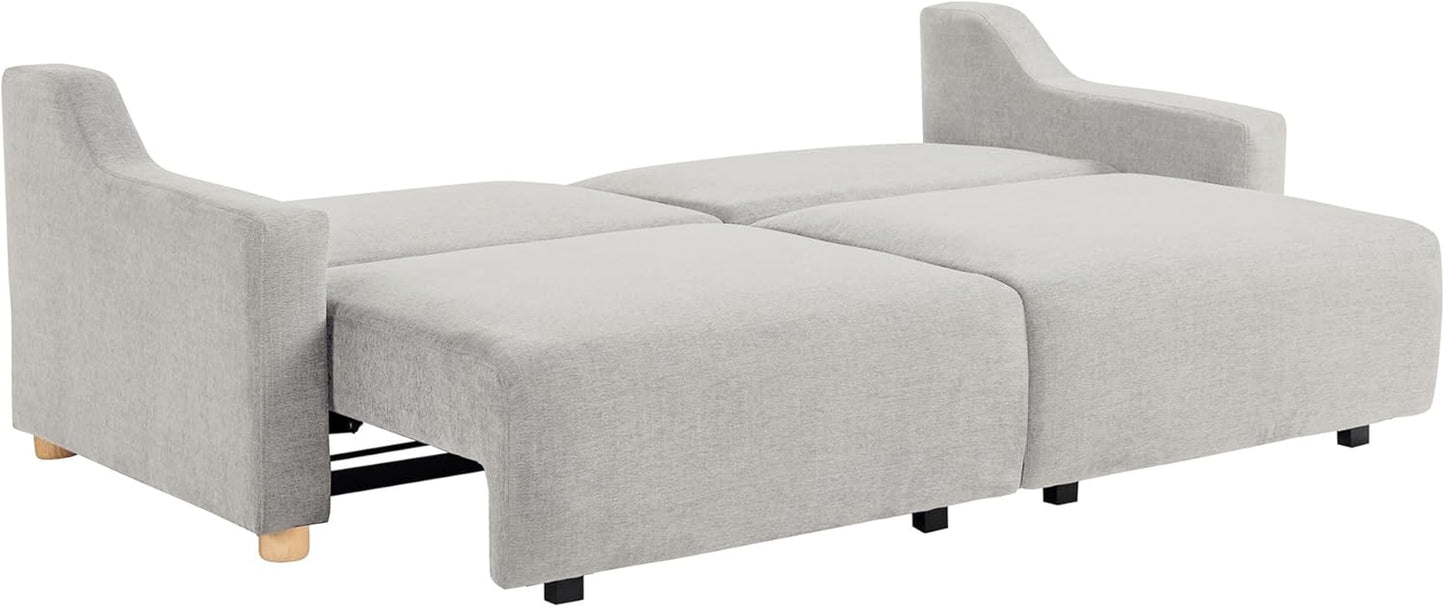 Glendle 90.2" Queen Size Wll-Hugging Convertible Sof, Dremcoil Comfort, Chenille Fbric, Crem