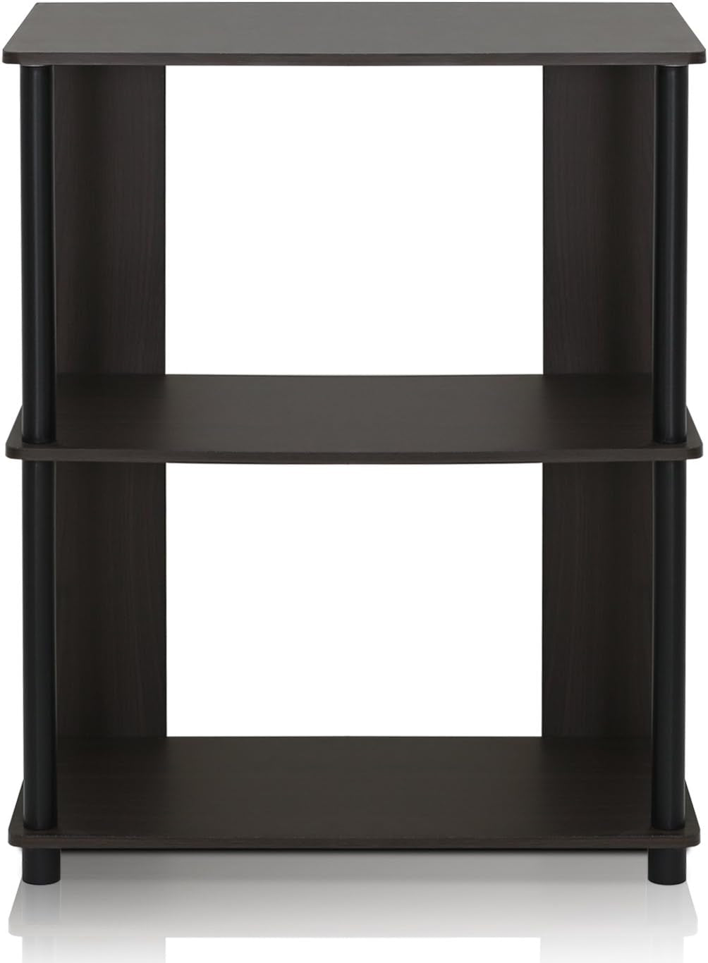 JAYA Simple Design 3-Tier Bookcase / Bookshelf / Display Rack, Plastic Tubes, Walnut