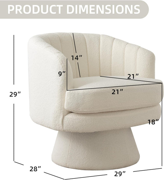 Swivel Accent Chair with Armrest, Modern 360 Degree Swivel Barrel Chair with Curve Back and Soft Cushion,Comfy round Sherpa Teddy Armchair Single Sofa for Living Room,Bedroom,Waiting Room,Beige
