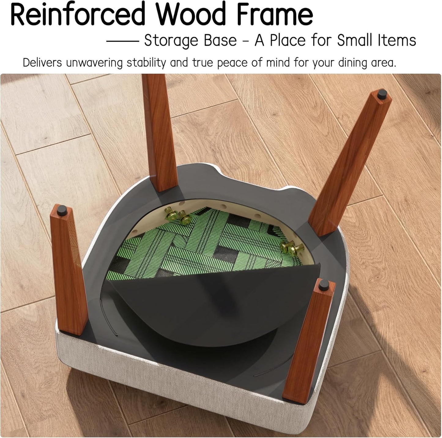 Mid Century Modern Dining Chairs Set of 4, Upholstered Dining Room Chairs with Curved Back, Linen Fabric Kitchen Chairs with Solid Wood Leg, Accent Chairs for Dining Room Kitchen, Linen Beige