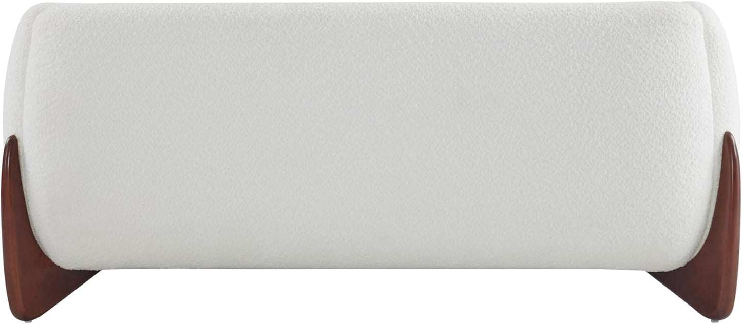 Alma 63" Boucle Loveseat with Wood Legs, 2 Seater Sofa Couches for Living Room, Upholstered Couch Chair, Soft Seating Lounge Sofa Chair, Cozy Loveseat with Armrest, Beige