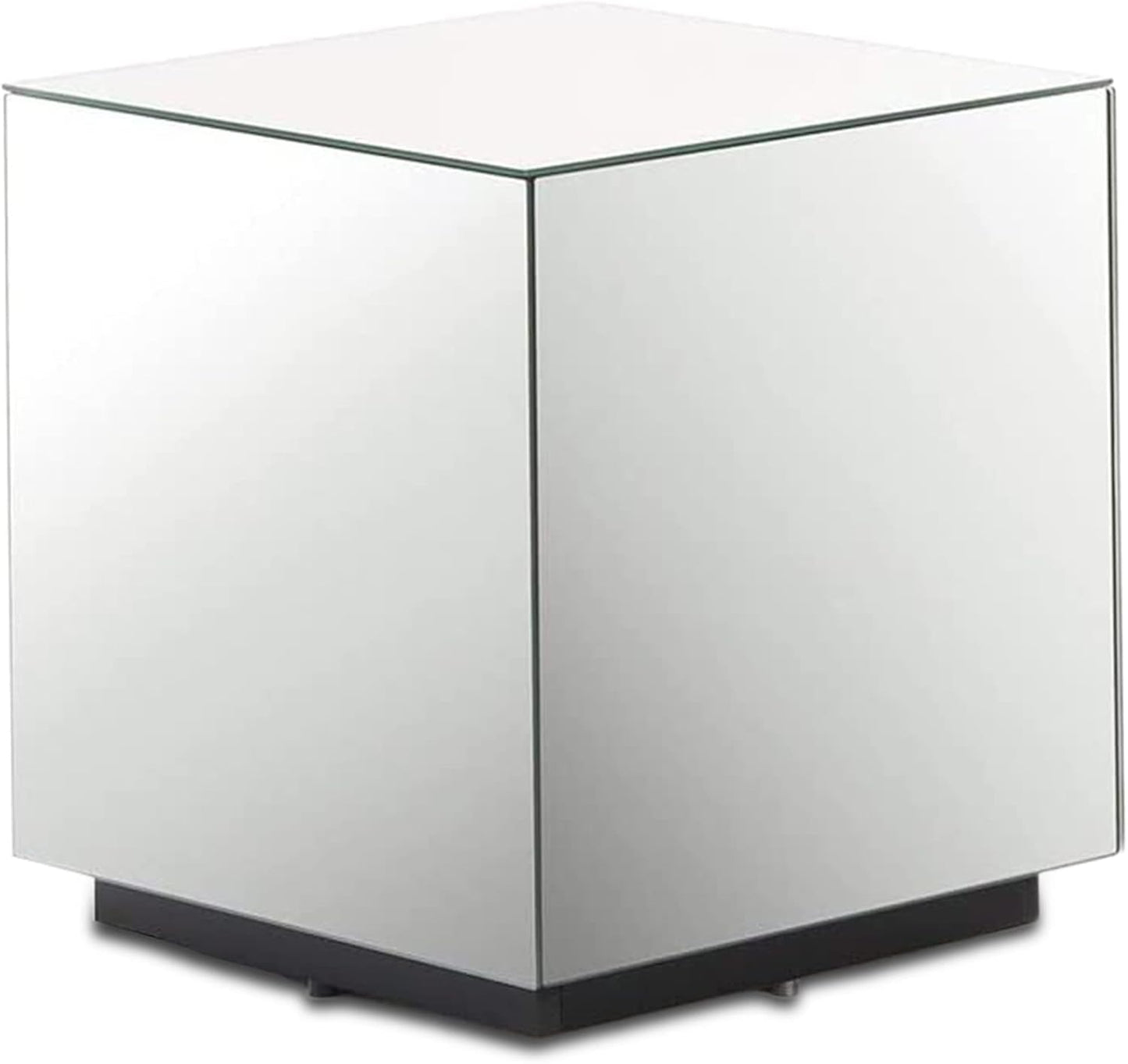 Premium Tempered Glass Side Table - Luxury Nightstand & Bedside Table for Bedroom or Living Room - High Gloss End Table in Mirror Finish - Sleek Cube Design with Fingerprint Resistant Glass