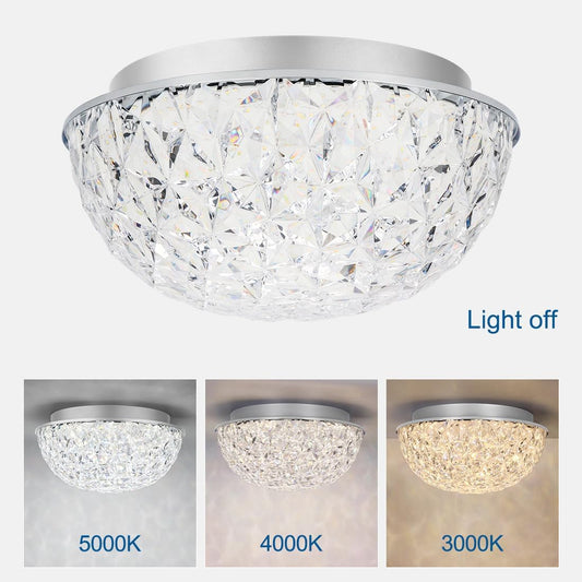 LED Ceiling Light Fixture Flush Mount, Crystal Chandelier Modern Ceiling Light for Kitchen, Hallway, Living Room, Foyer, Closet, 12In 15W 1640LM, 3/4/5000K CCT Selectable, Dimmable