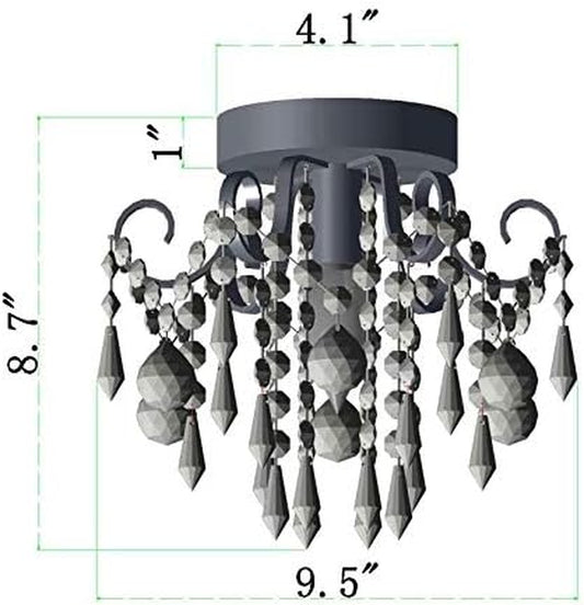 Mini Chandelier Crystal Ceiling Light,Small Flush Mount Gold Light Fixture for Entryway Bedroom Barthroom Hallway Closet E26