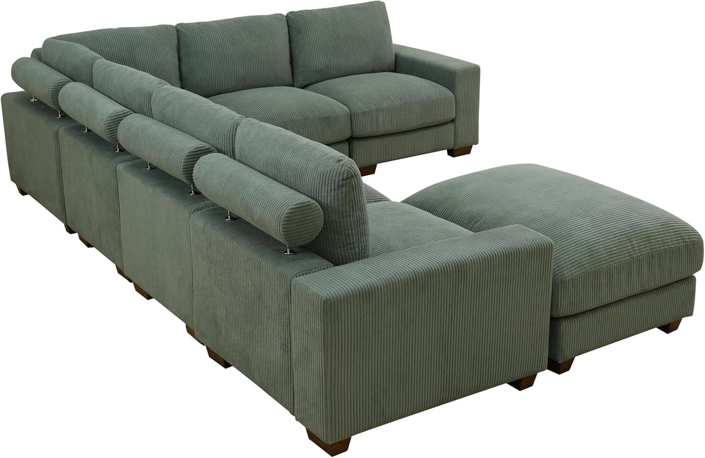 Premium Corduroy 7-Pieces Living Room Sofa Set,Luxury Modular Oversized Apartment Couch ,U Shaped Sectional Couches for Living Room ,Easy Assembly