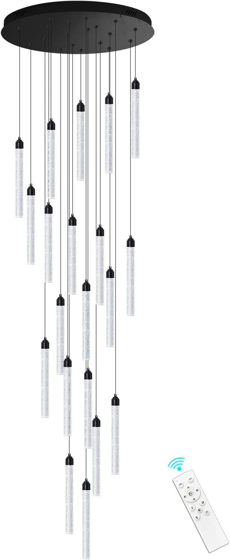20-Lights Chandelier LED Dimmable Chandeliers for Entryway Flush Mount Ceiling Pendant Light Fixture Crystal Chandeliers for Living Room Black Finished Lighting Modern 156In High Ceiling Chandelier