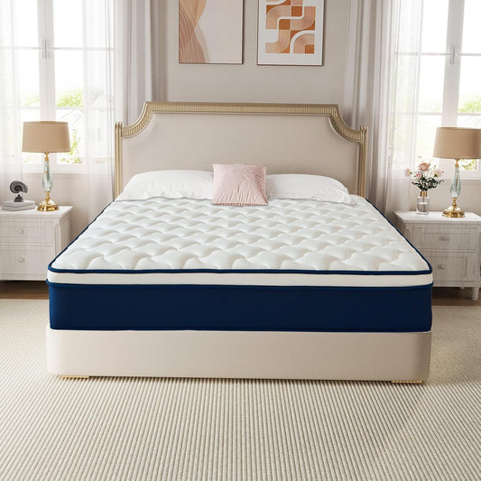 Queen Size Mattress 12 Inch Gel Memory Foam Hybrid 60"X80" Fiberglass-Free Certipur-Us Pressure Relief Motion Isolation Soft Plush Feel