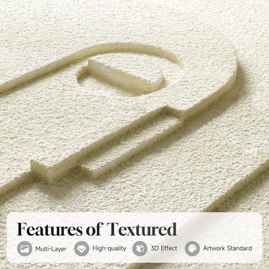 Framed Abstract 3D Textured Wall Art for Living Room, 3 Piece Modern Neutral Artwork for Walls, Brown White Geometric Sandstone Textured Painting for Bedroom, Home Office Decor-Total Size 30X60 Inch