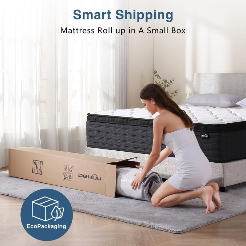 Queen Size Mattress, 10 Inch Hybrid Memory Foam Queen Mattress in a Box, Pressure Relief, Medium, Certipur-Us