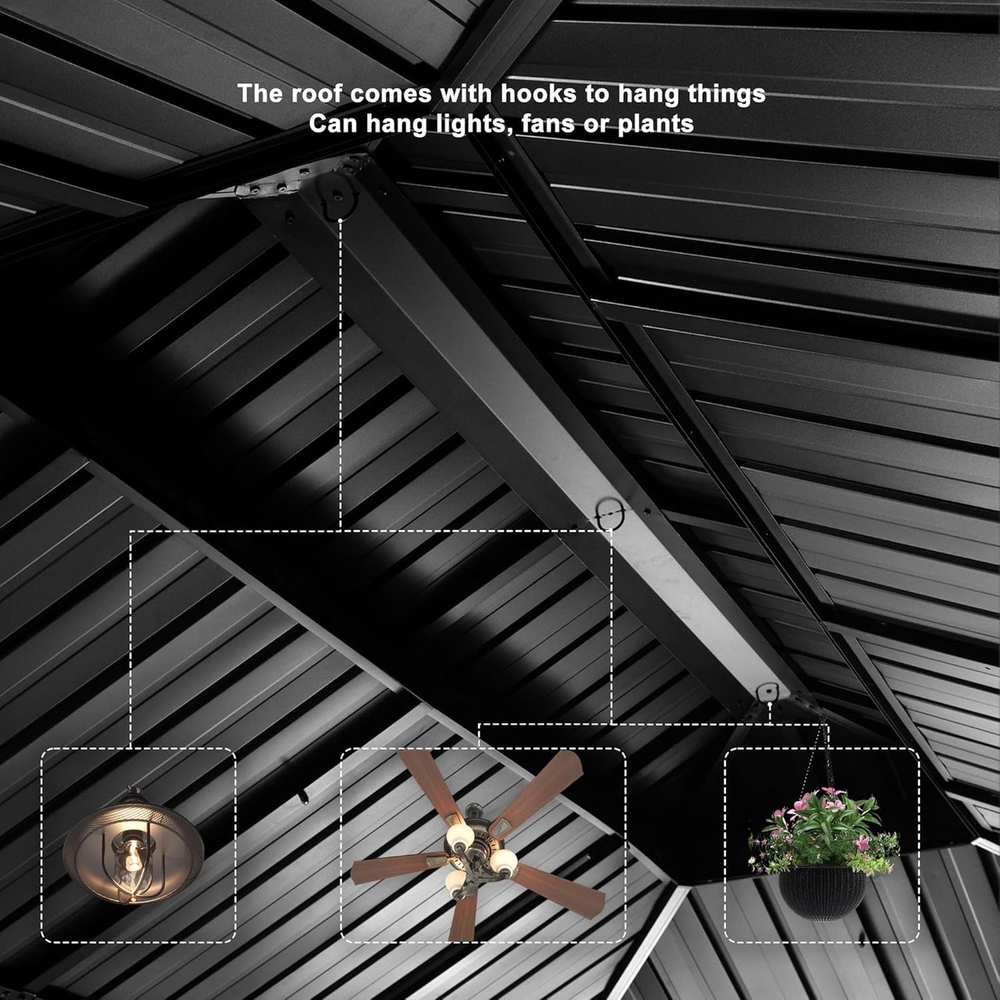 12' X 20' Large Gazebo Aluminum Galvanized Steel Double Roof for Patio Lawn and Garden Outdoor Gazebo Grey