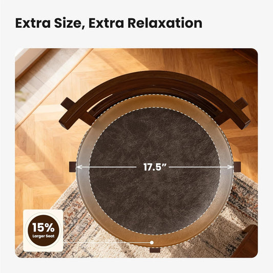 30 Inch Bar Height Stools Set of 4,Swivel Wooden Barstools Tall Upholstered Faux Leather Barstool with Back,Vintage Bar Height Chairs,Dark Brown Kitchen Stools