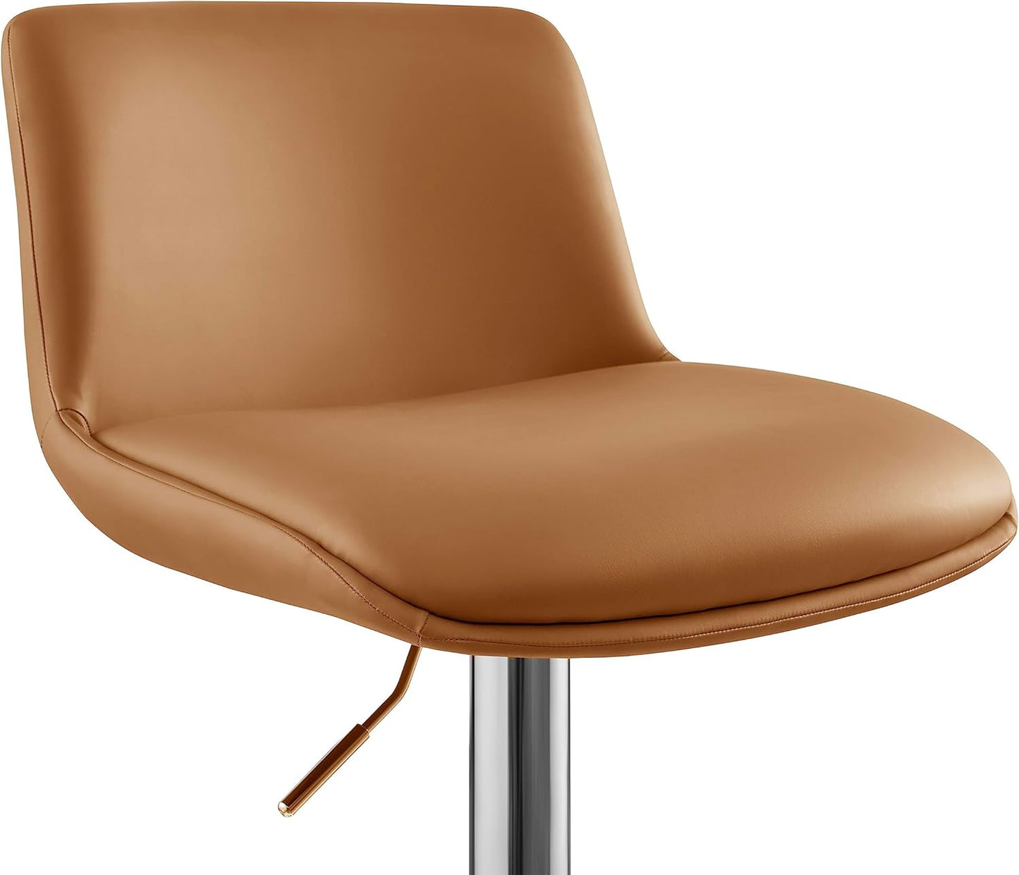 Bar Stools,Modern Upholstered Swivel Stool with Back for Bar and Counter Height, Adjustable Height 24" to 34",Set of 2,PU in Brown