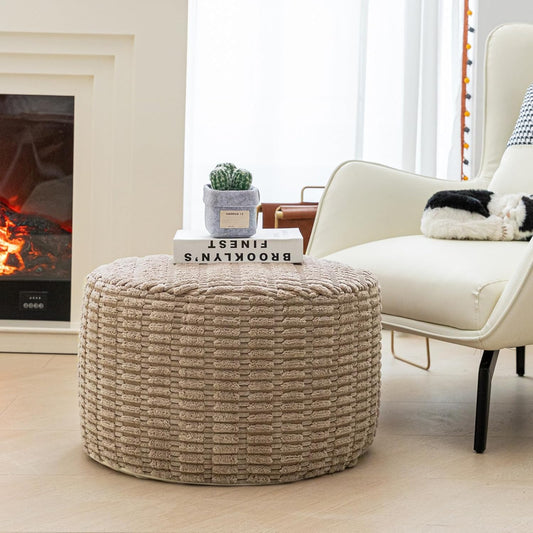 Pouf Ottoman Stuffed round Modern Foam Filled Ottoman Foot Rest Poufs for Living Room Chair Decorative Boho Foot Stool for Wedding Christmas Party