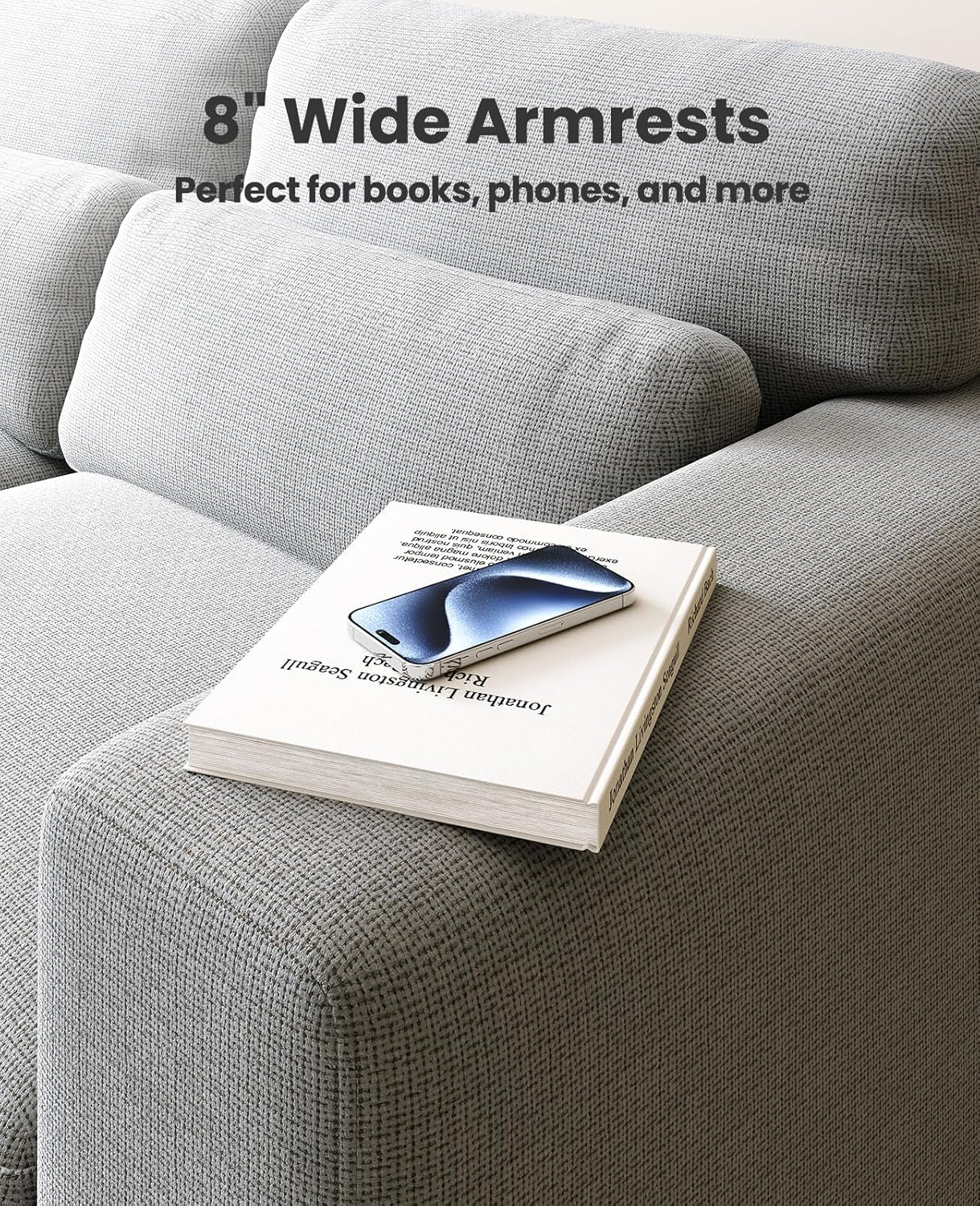 Amada 89" Sofa, 3 Seater Couch Sofa for Living Room, Modern Sofa with Wide Armrests & Deep Seats, Comfy Couch with Removable Washable Covers & Linen Fabric, Easy Assembly (Grey, 3 Seater)