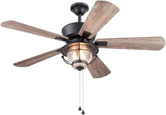 Harbor Breeze Merrimack II 52-In Matte Bronze LED Indoor/Outdoor Ceiling Fan with Light Kit (5-Blade)