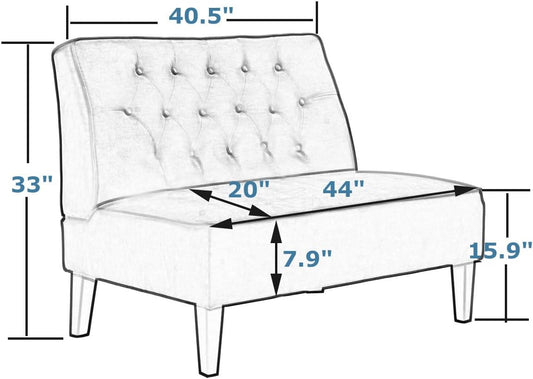 Button Tufted Loveseat Settee Upholstered Sofa Backrest Buckle Couch Banquette Bench for Dining Room Living Room Bedroom Funiture