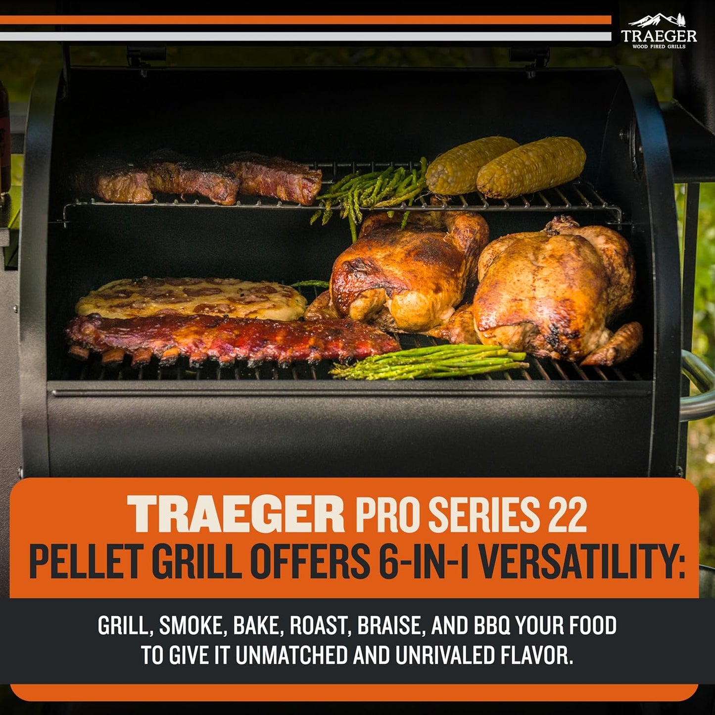 Grills Pro 22 Wood Pellet Grill & Smoker, Electric Pellet Smoker Grill Combo, 6-In-1 BBQ Versatility, 572 Sq. In. Grilling Capacity, Meat Probe, 450 Degree Max Temperature, 18LB Hopper, Bronze