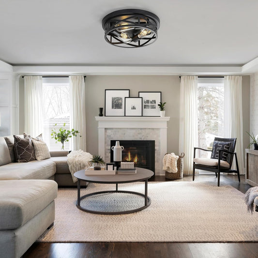 13 Inch Black Flush Mount Ceiling Light Fixtures,3-Light Modern Hallway Light Fixtures Ceiling, Black Lights Fixture Ceiling Mount for Farmhouse,Kitchen, Bedroom (1 Pack)