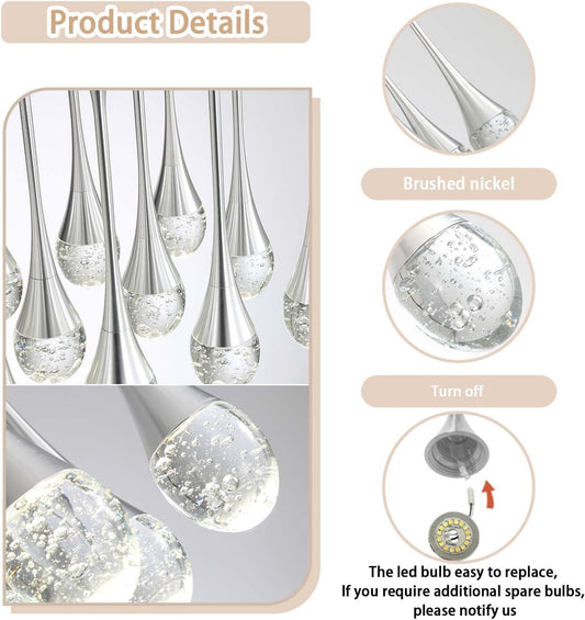 9-Lights Crystal Chandeliers for Staircase Modern Chandeliers for High Ceilings Crystal Pendant Light Fixture for Living Room Kitchen Island Foyer Hallway Bar