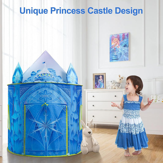 Princess Play Tent for Girls, Frozen Toy, Ice Castle Kids Playhouse for Indoor & Outdoor, Imaginative Castle Tent with Carry Bag, Perfect Easter, Birthday & Valentine Gift for Girls Ages 2–8