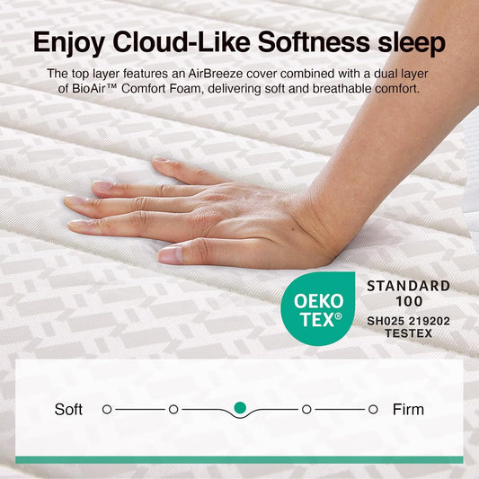 Twin XL Mattress, 8 Inch TXL Size Mattresses in a Box with Smarts™ Coil for Pressure Relief, Medium Plush Foam and Spring Hybrid Colchones with Certipur-Us Certified for Kids