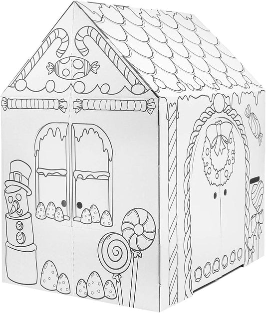 Gingerbread House - Kids Art & Craft for Indoor Fun, Color Favorite Holiday Sweets & Winter Friends– Decorate & Personalize a Cardboard Fort, 32" X 26. 5" X 40. 5"