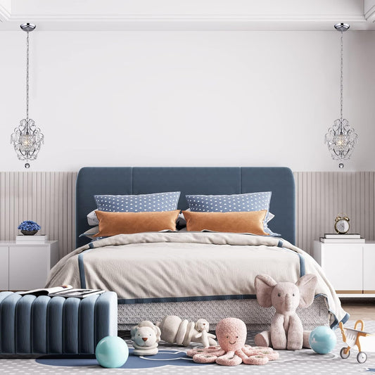 Amorette Mini Chandelier Chrome Crystal Chandeliers, 1 Light Modern Elegant Glam Ceiling Light Fixture Chrome, Adjustable Hanging Lighting for Closet, Bedroom, Girls Room, Kitchen Island