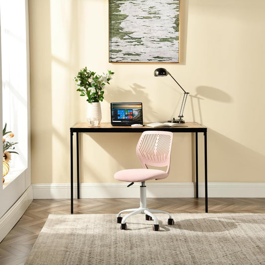 Armless Home Office Desk Chair, Colorful Task Chair with Soft Mesh Padded Cushion, Height Adjustable Swivel Study Computer Chair for for Girls Boys Teens (Pink Ⅰ, 1PC)
