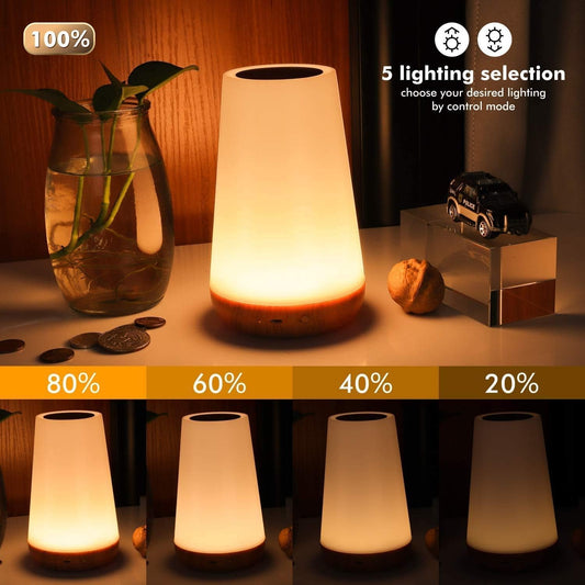 Night Light, Dimmable Touch Lamp for Bedroom, Portable Table Bedside Lamp, 5 Brightness 13 RGB Colors, Night Lights for Baby Nursery Bathroom