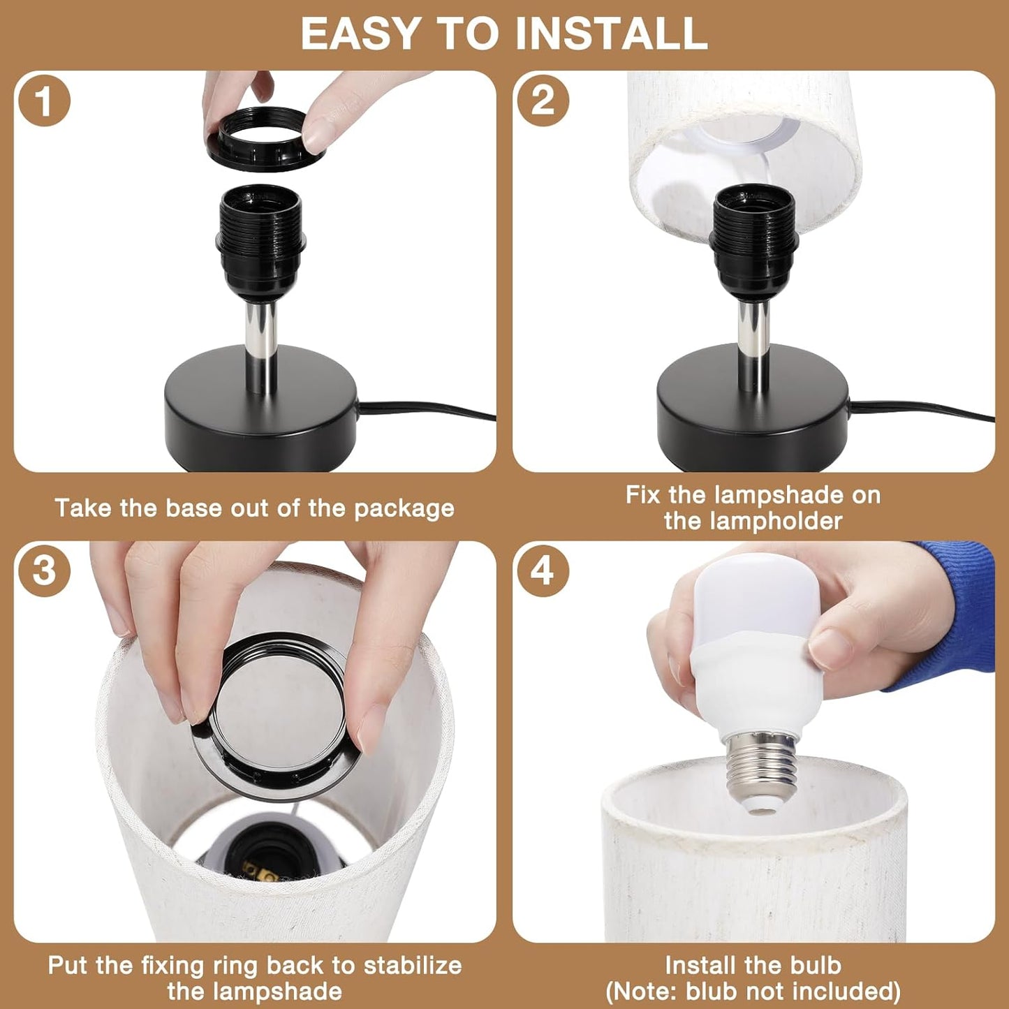 Small Table Lamp for Bedroom - Bedside Lamps for Night Stands, Minimalist Nightstand Light Lamp, Desk Lamps for Living Room, Office, Dorm