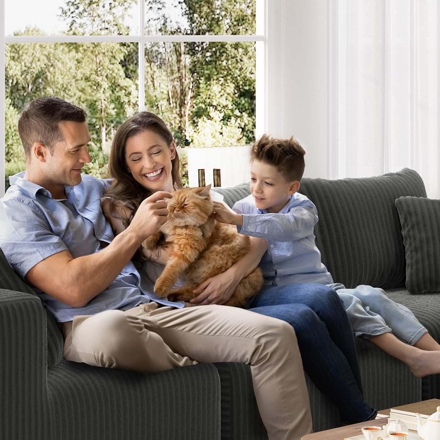 141" Modular Sectional Sofa, Modern Cloud Sectional Couch with Smarts Coil® Support, L-Shape Boneless Couch for Living Room Apartments, No Assembly Required, Dark Gray (6 Seater Standard)