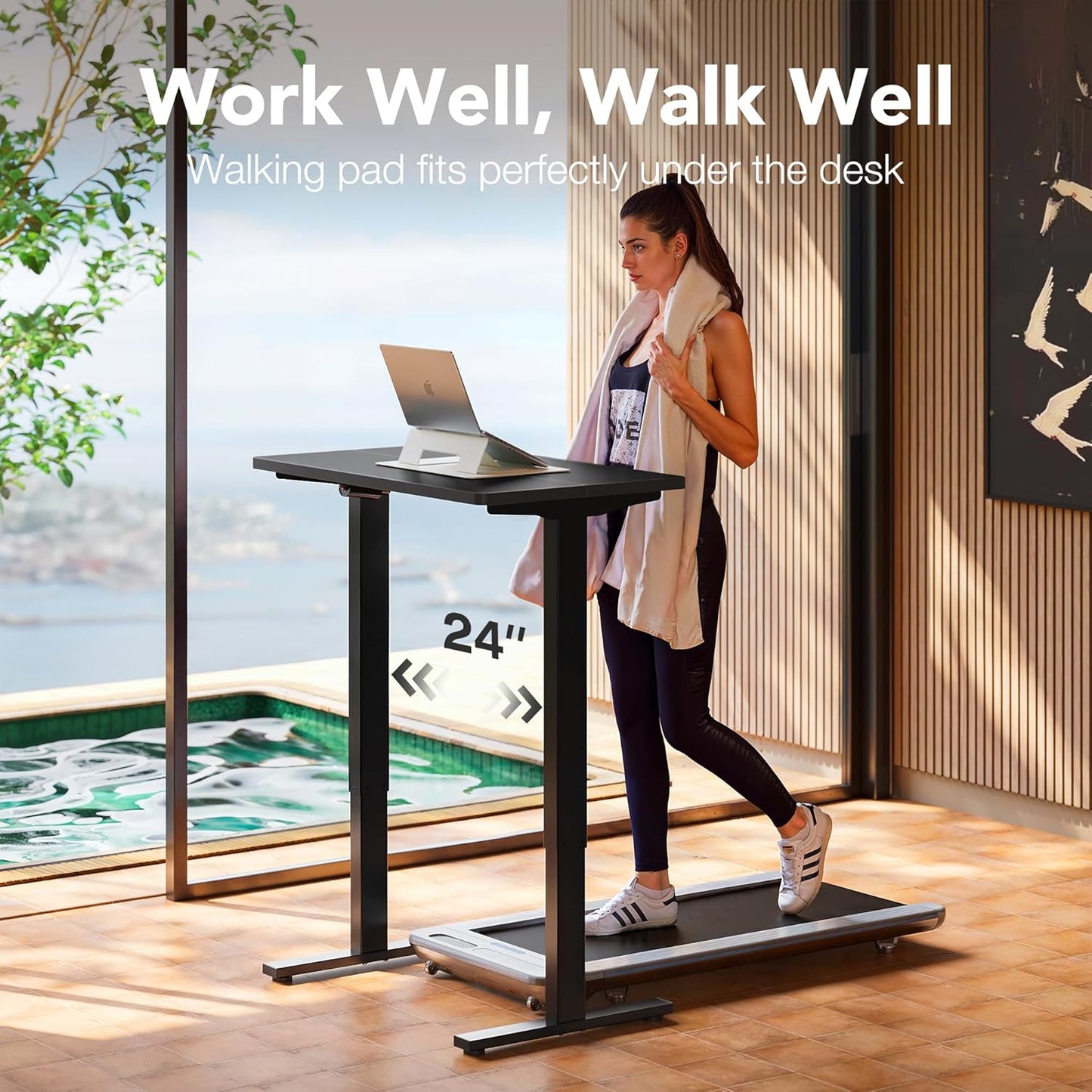 Electric Standing Desk,48" X 24" Height Adjustable Desk, 4 Memory Height Settings, Sit to Stand up Desk for Home Office, with Headphone Hook, Cable Manager, Black