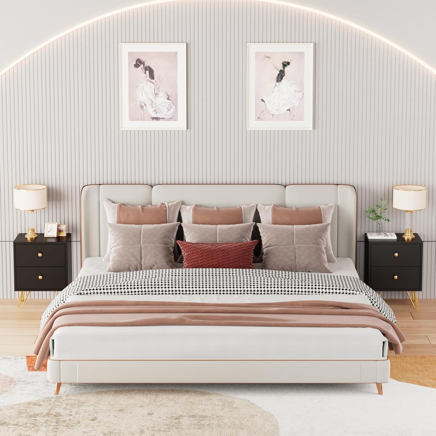 3 Pcs Bedroom Sets, Large 6 Drawer Dresser and Night Stand Sets for Bedroom, Two Drawers Nightstand Set of 2 & 6 Drawer Dresser 3 Pieces (Black)