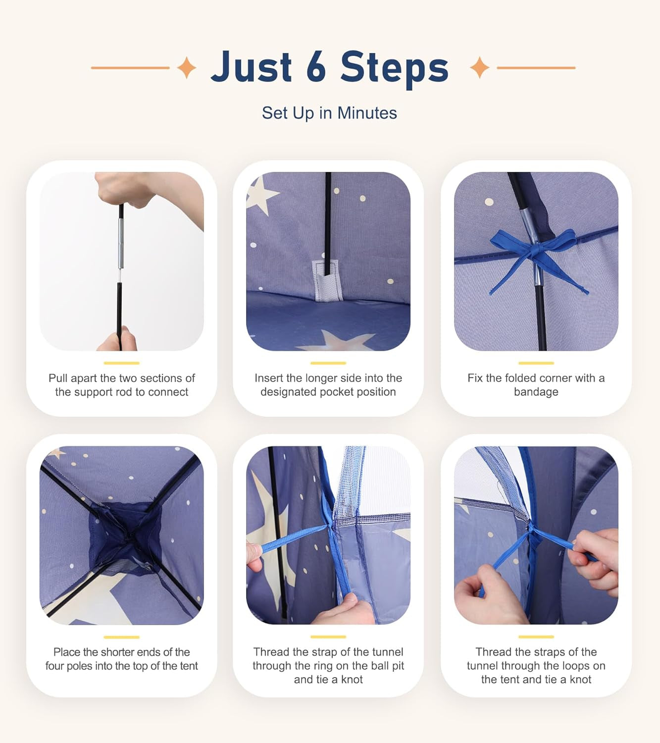 3PC Kids Play Tent with Tunnel and Ball Pit, Pop up Play Tents for Toddlers, Space World Playhouse for Indoor & Outdoor Use, Starry Sky Tent with Carry Bag, Ideal Gifts for Boys & Girls