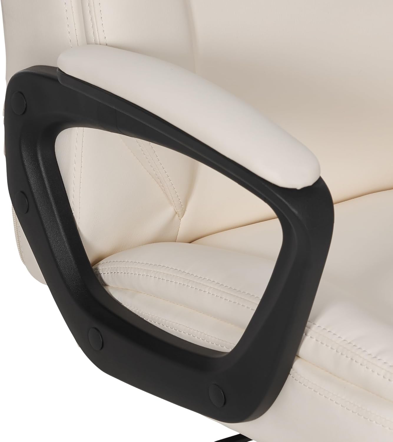 Classic Puresoft PU Padded Mid-Back Height Adjustable Office Computer Desk Chair with Armrest, 26"D X 23.75"W X 42"H, Cream