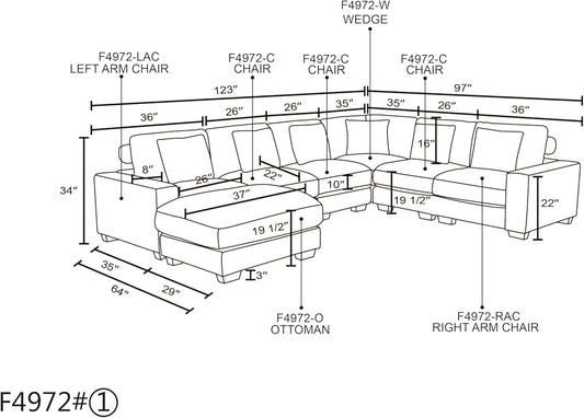 Premium Corduroy 7-Pieces Living Room Sofa Set,Luxury Modular Oversized Apartment Couch ,U Shaped Sectional Couches for Living Room ,Easy Assembly
