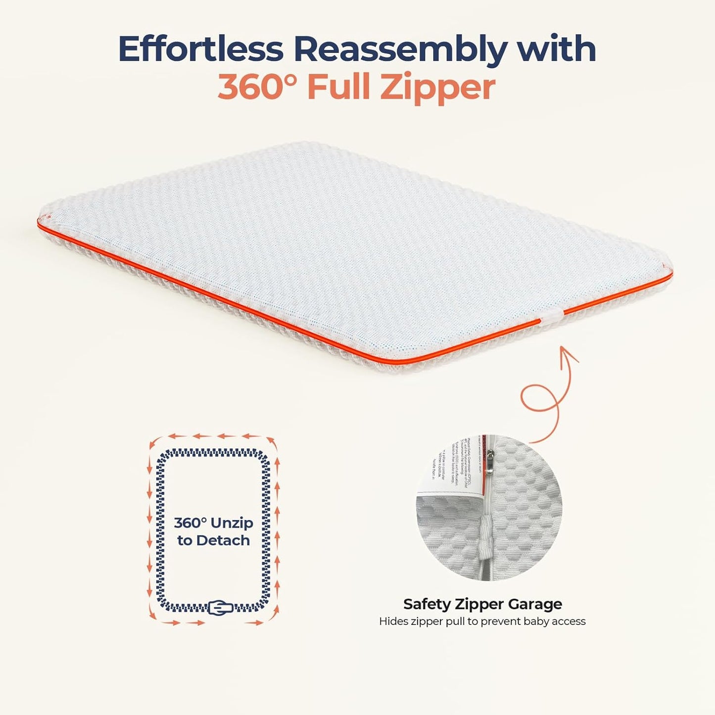 Pack and Play Mattress - 1.5" Thick Mattress Pad for Infants to Toddlers, Dual Sided Comfort Gel Memory Foam Mattress with 3D Quilted Breathable Cover