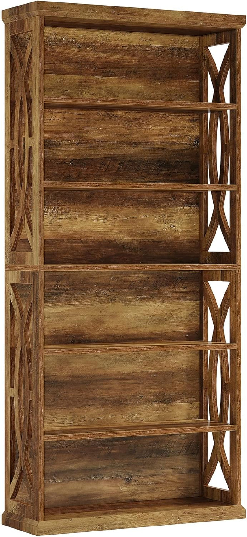 6-Tier Bookshelf, 71 Inches Tall Freestanding Bookcase, Large Industrial Bookshelves Display Shelves, Wooden Book Shelf for Home Office, Living Room, Bed Room, Rustic Brown